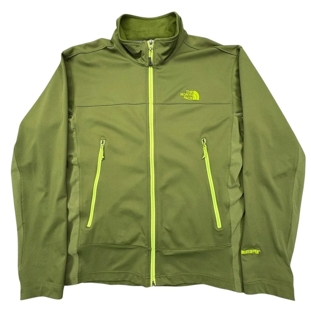The North Face Windstopper Softshell Jacket Mens L Olive Green Full Zip A2YX